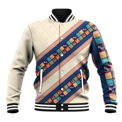 Zimbabwe Heritage Baseball Jacket Screen Print Animals Motif