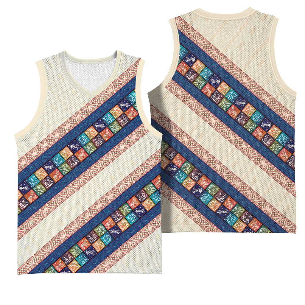 Zimbabwe Heritage Basketball Jersey Screen Print Animals Motif