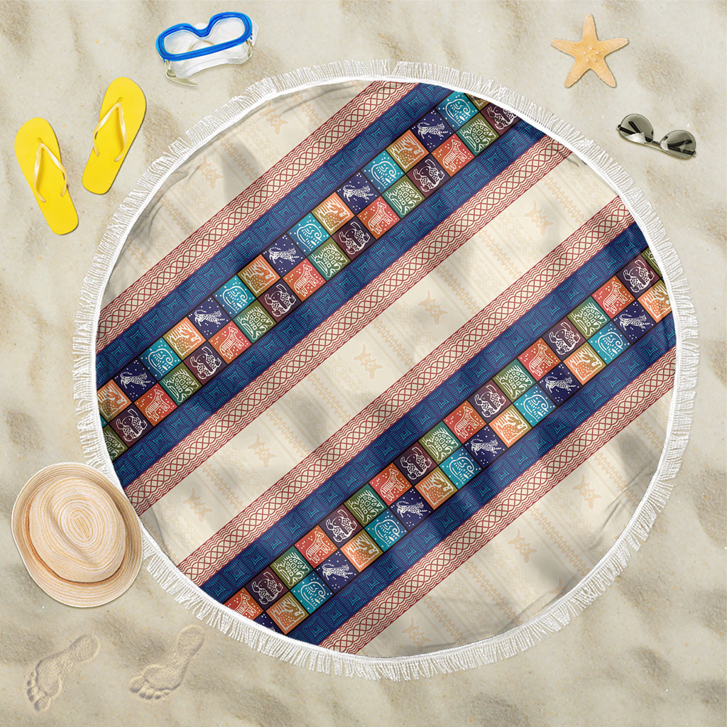 Zimbabwe Heritage Beach Blanket Screen Print Animals Motif