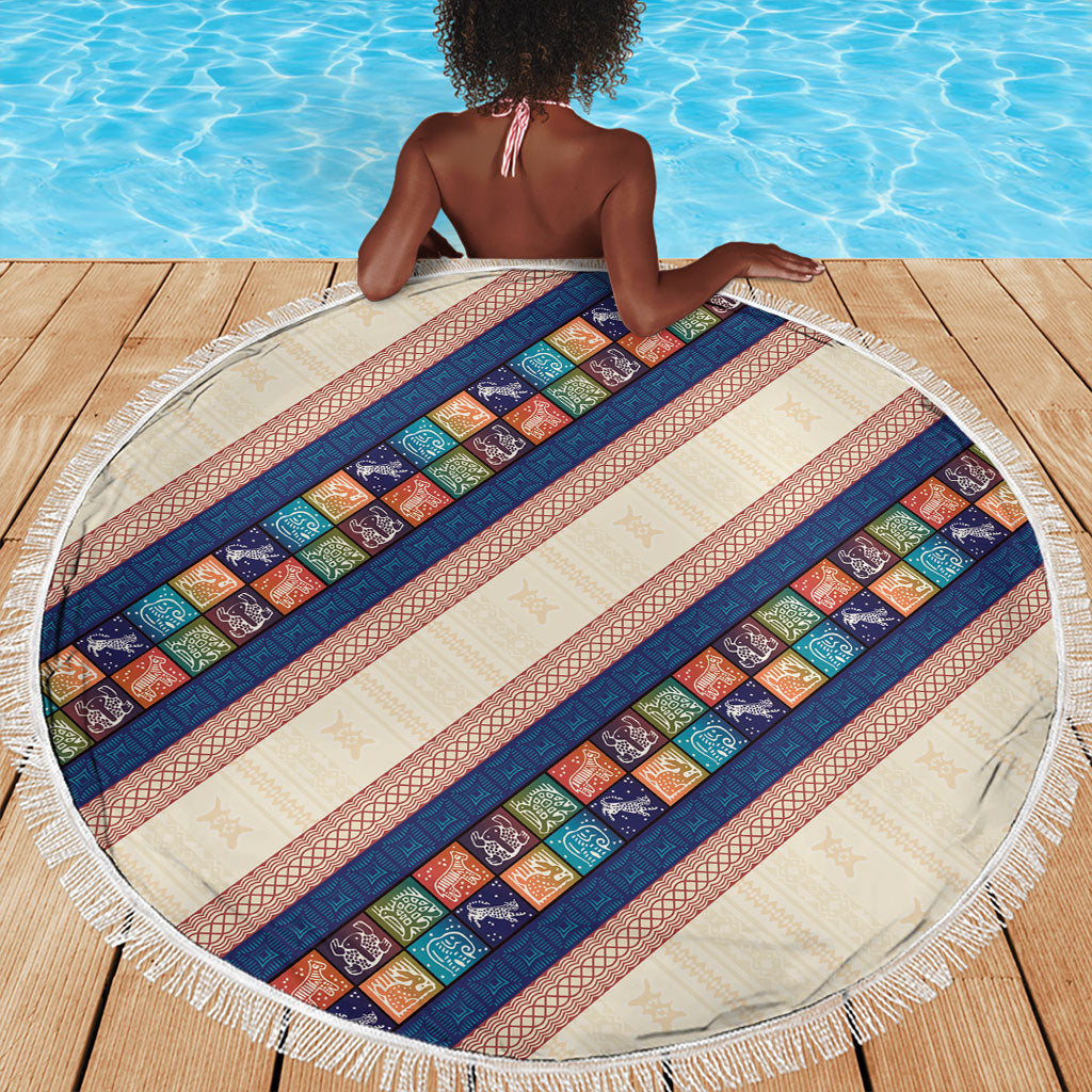 Zimbabwe Heritage Beach Blanket Screen Print Animals Motif