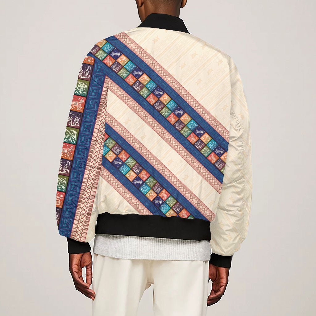 Zimbabwe Heritage Bomber Jacket Screen Print Animals Motif