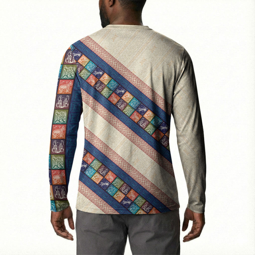 Zimbabwe Heritage Button Sweatshirt Screen Print Animals Motif