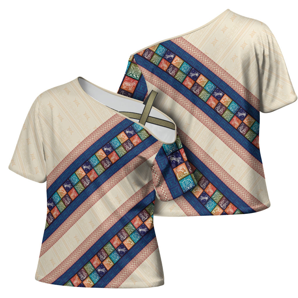 Zimbabwe Heritage Cross Shoulder Shirt Screen Print Animals Motif