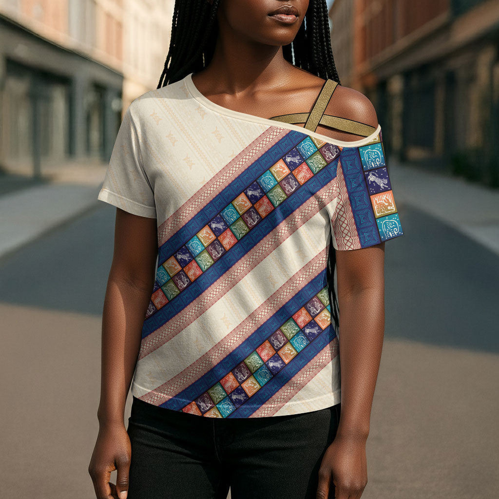 Zimbabwe Heritage Cross Shoulder Shirt Screen Print Animals Motif
