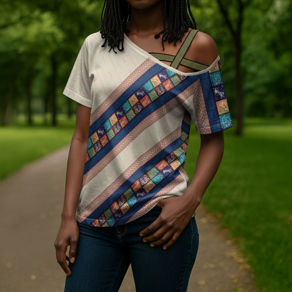 Zimbabwe Heritage Cross Shoulder Shirt Screen Print Animals Motif