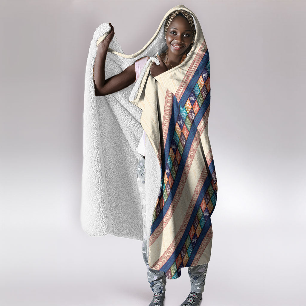 Zimbabwe Heritage Hooded Blanket Screen Print Animals Motif