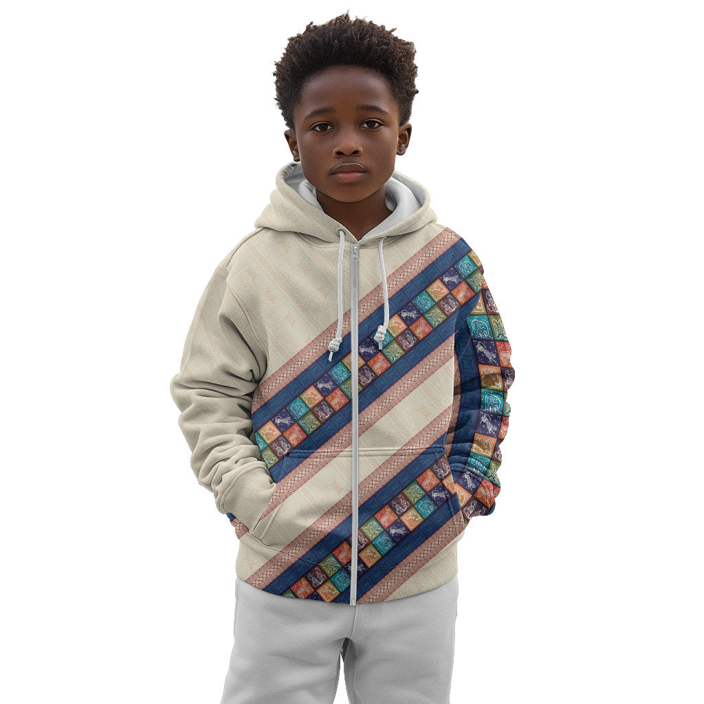 Zimbabwe Heritage Kid Hoodie Screen Print Animals Motif
