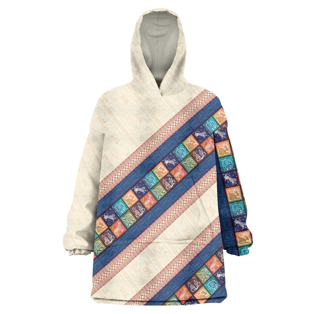 Zimbabwe Heritage Kid Wearable Blanket Hoodie Screen Print Animals Motif