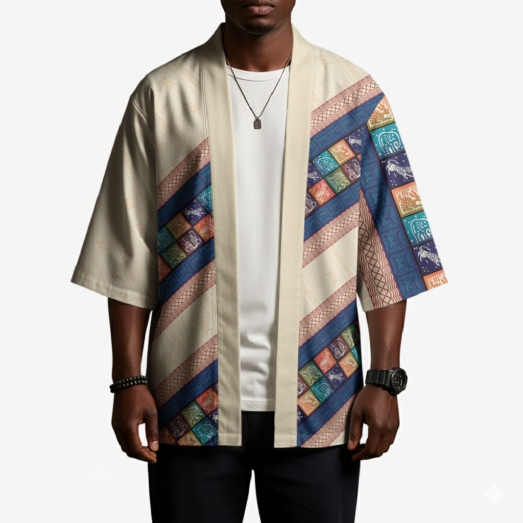 Zimbabwe Heritage Kimono Screen Print Animals Motif