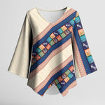 Zimbabwe Heritage Kimono Sleeve Blouse Screen Print Animals Motif