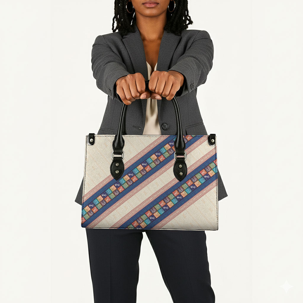 Zimbabwe Heritage Leather Bag Screen Print Animals Motif