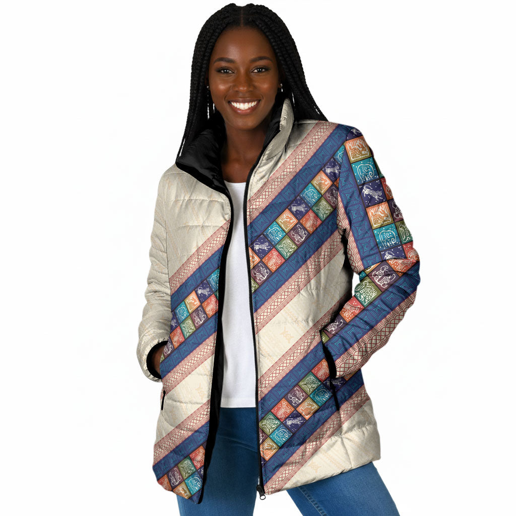 Zimbabwe Heritage Padded Jacket Screen Print Animals Motif