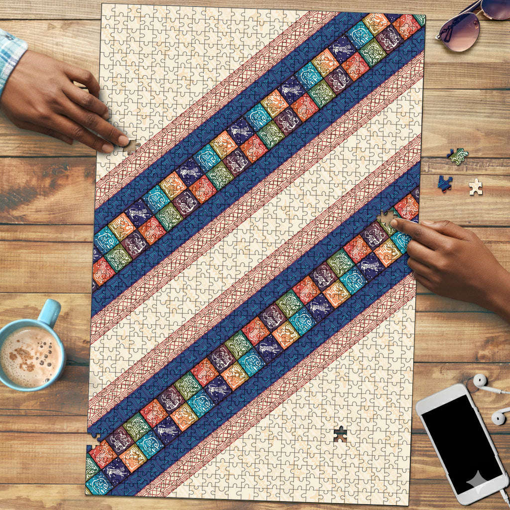 Zimbabwe Heritage Puzzle Screen Print Animals Motif