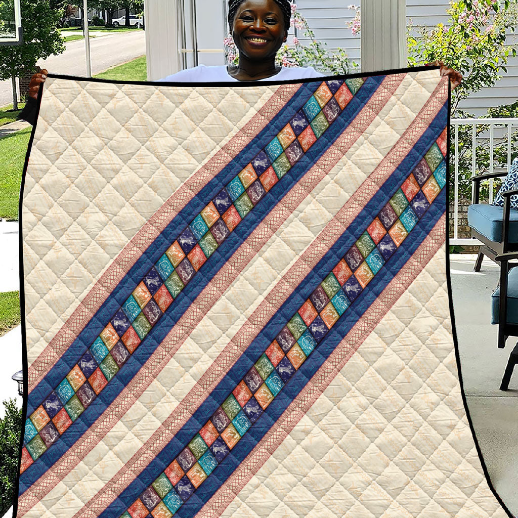 Zimbabwe Heritage Quilt Screen Print Animals Motif