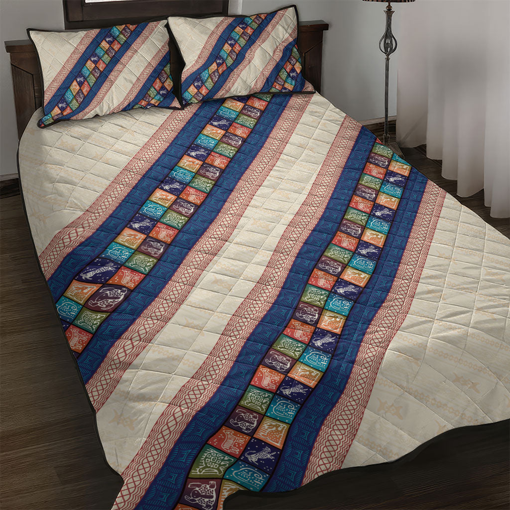 Zimbabwe Heritage Quilt Bed Set Screen Print Animals Motif