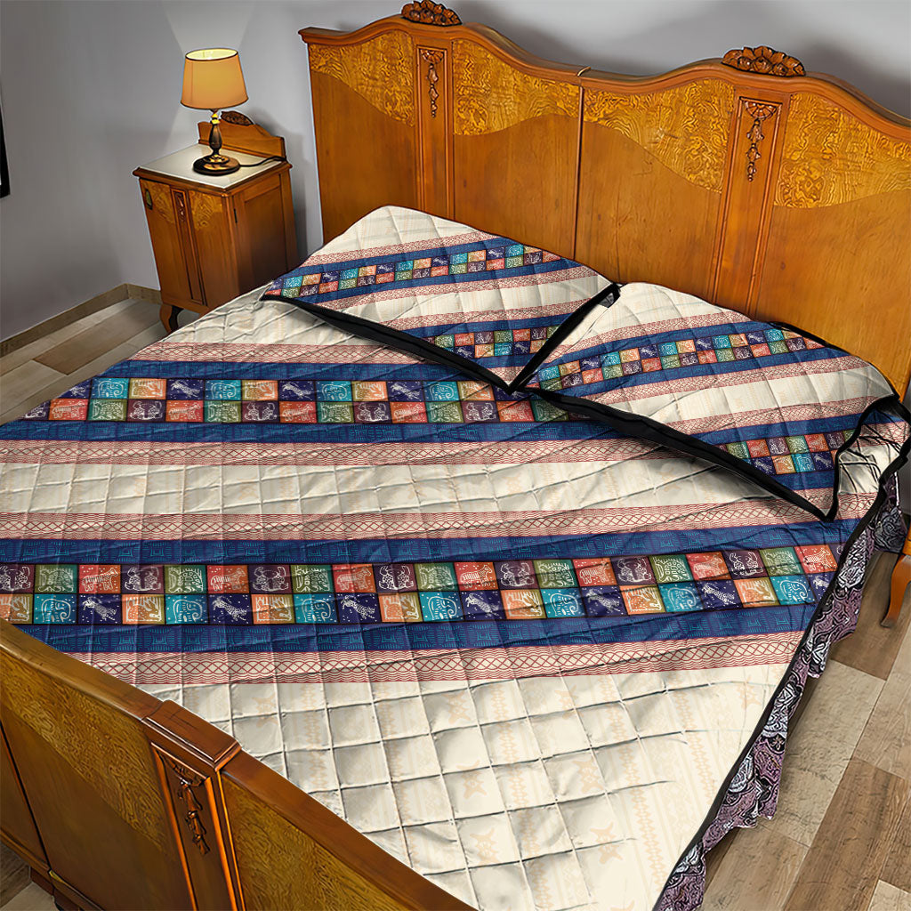 Zimbabwe Heritage Quilt Bed Set Screen Print Animals Motif