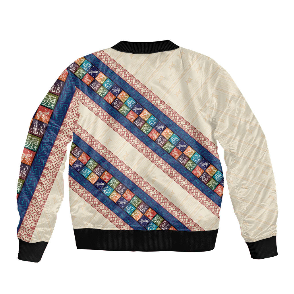 Zimbabwe Heritage Sleeve Zip Bomber Jacket Screen Print Animals Motif