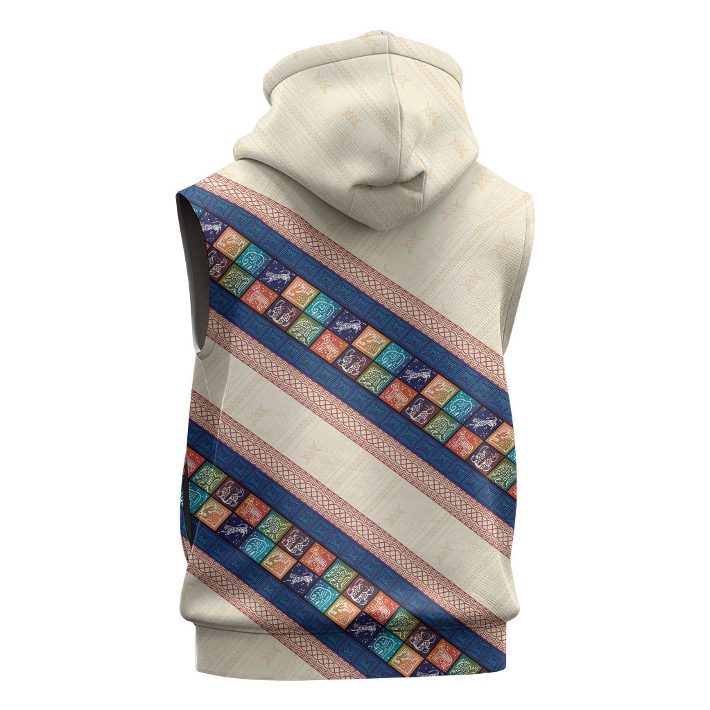 Zimbabwe Heritage Sleeveless Hoodie Screen Print Animals Motif