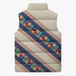 Zimbabwe Heritage Sleeveless Puffer Jacket Screen Print Animals Motif