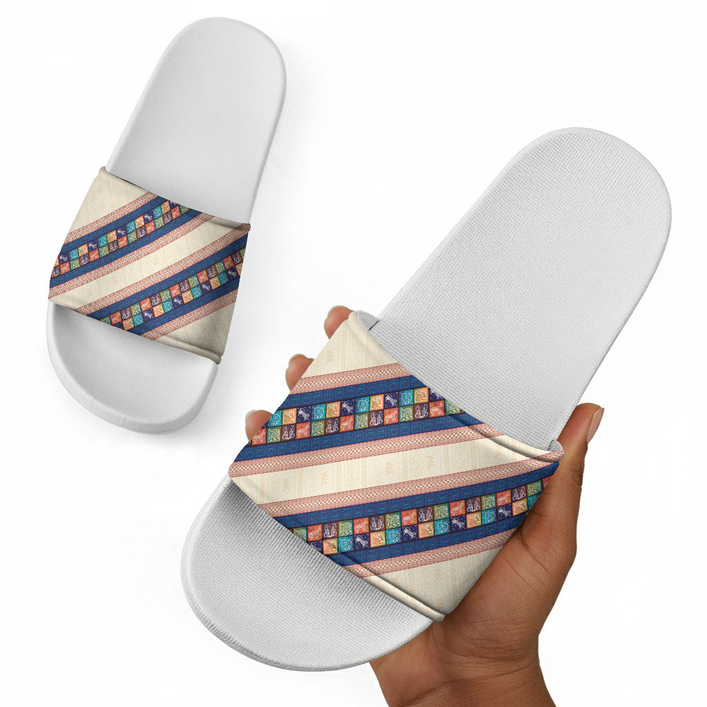 Zimbabwe Heritage Slide Sandals Screen Print Animals Motif