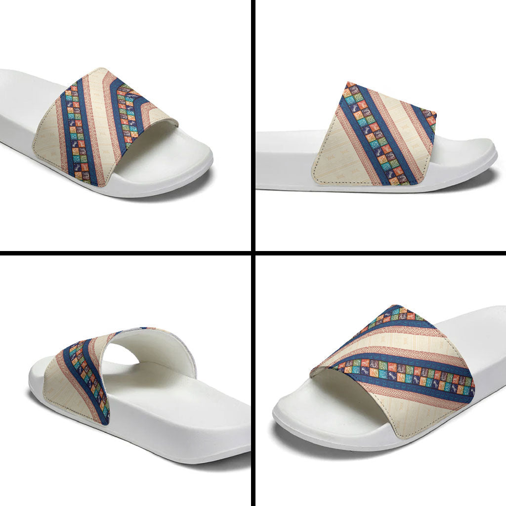 Zimbabwe Heritage Slide Sandals Screen Print Animals Motif
