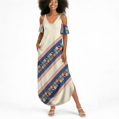 Zimbabwe Heritage Summer Maxi Dress Screen Print Animals Motif