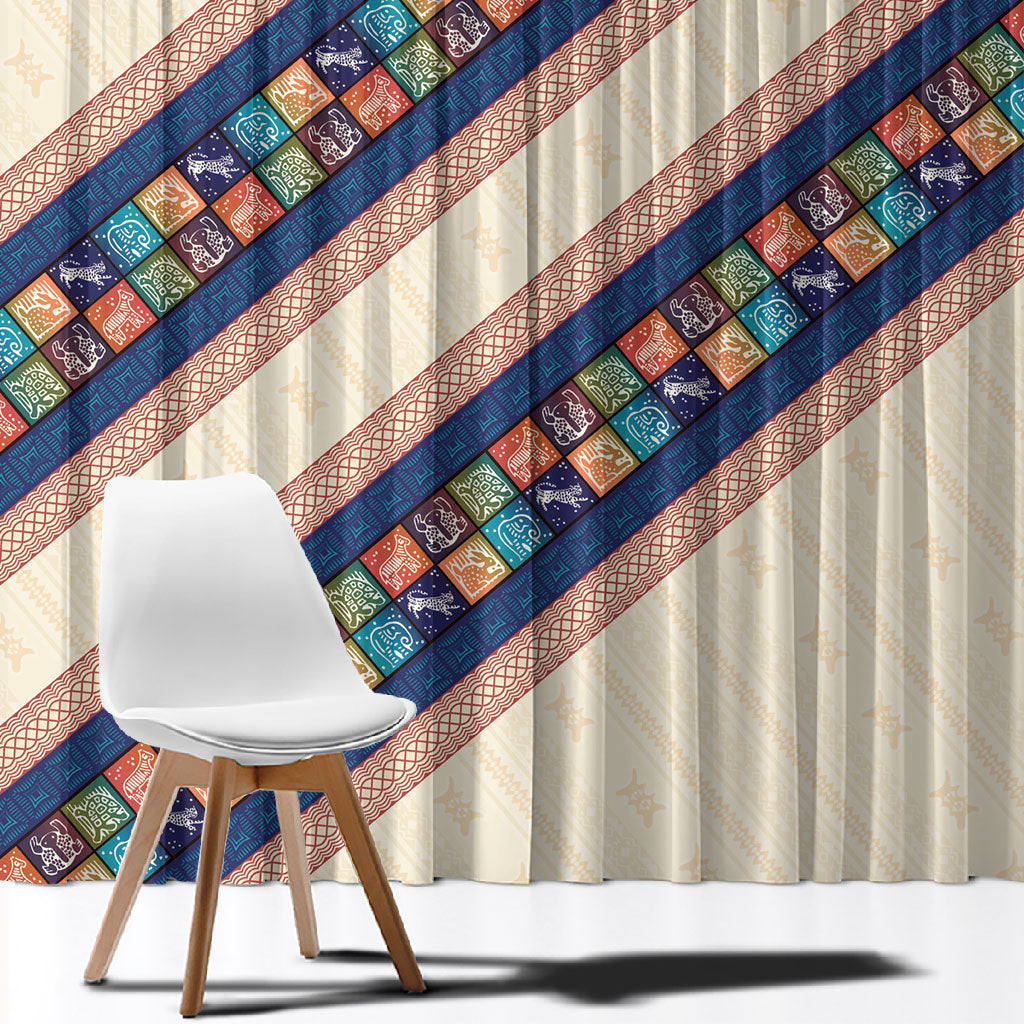 Zimbabwe Heritage Window Curtain Screen Print Animals Motif