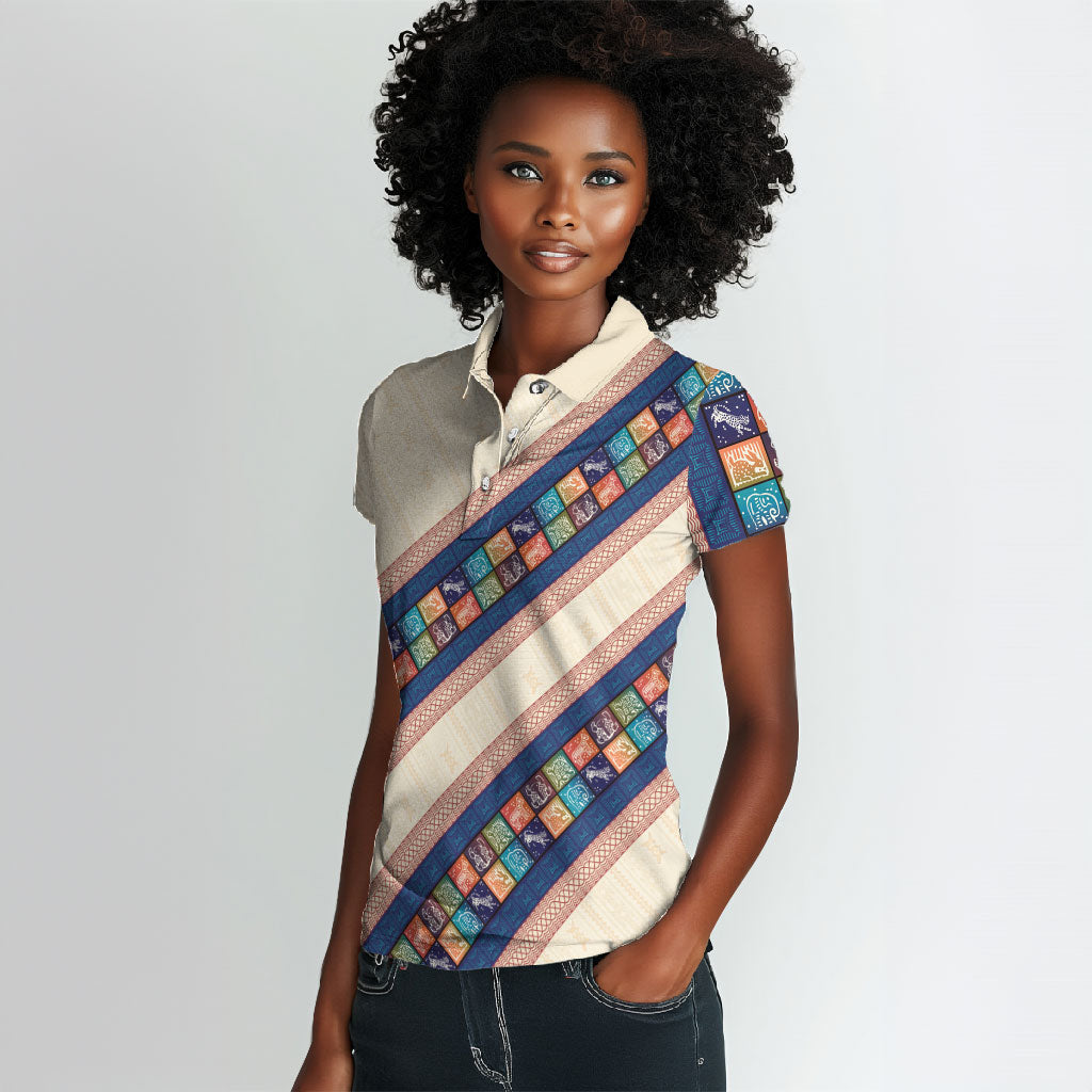 Zimbabwe Heritage Women Polo Shirt Screen Print Animals Motif