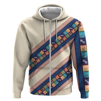 Zimbabwe Heritage Zip Hoodie Screen Print Animals Motif