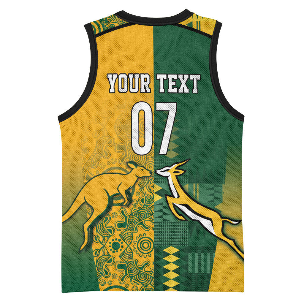 South Africa - Australia Rugby Custom Indigenous Motifs Basketball Jersey Bokke Vs Wallabies
