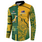 South Africa - Australia Rugby Custom Indigenous Motifs Button Sweatshirt Bokke Vs Wallabies