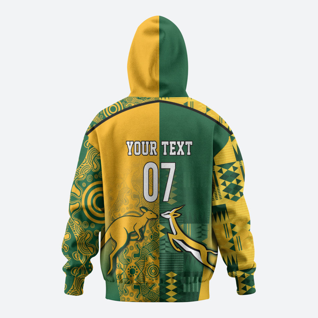South Africa - Australia Rugby Custom Indigenous Motifs Hoodie Bokke Vs Wallabies