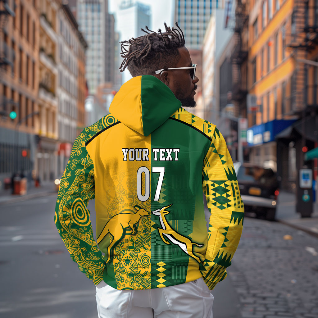 South Africa - Australia Rugby Custom Indigenous Motifs Hoodie Bokke Vs Wallabies