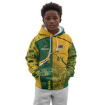 South Africa - Australia Rugby Custom Indigenous Motifs Kid Hoodie Bokke Vs Wallabies