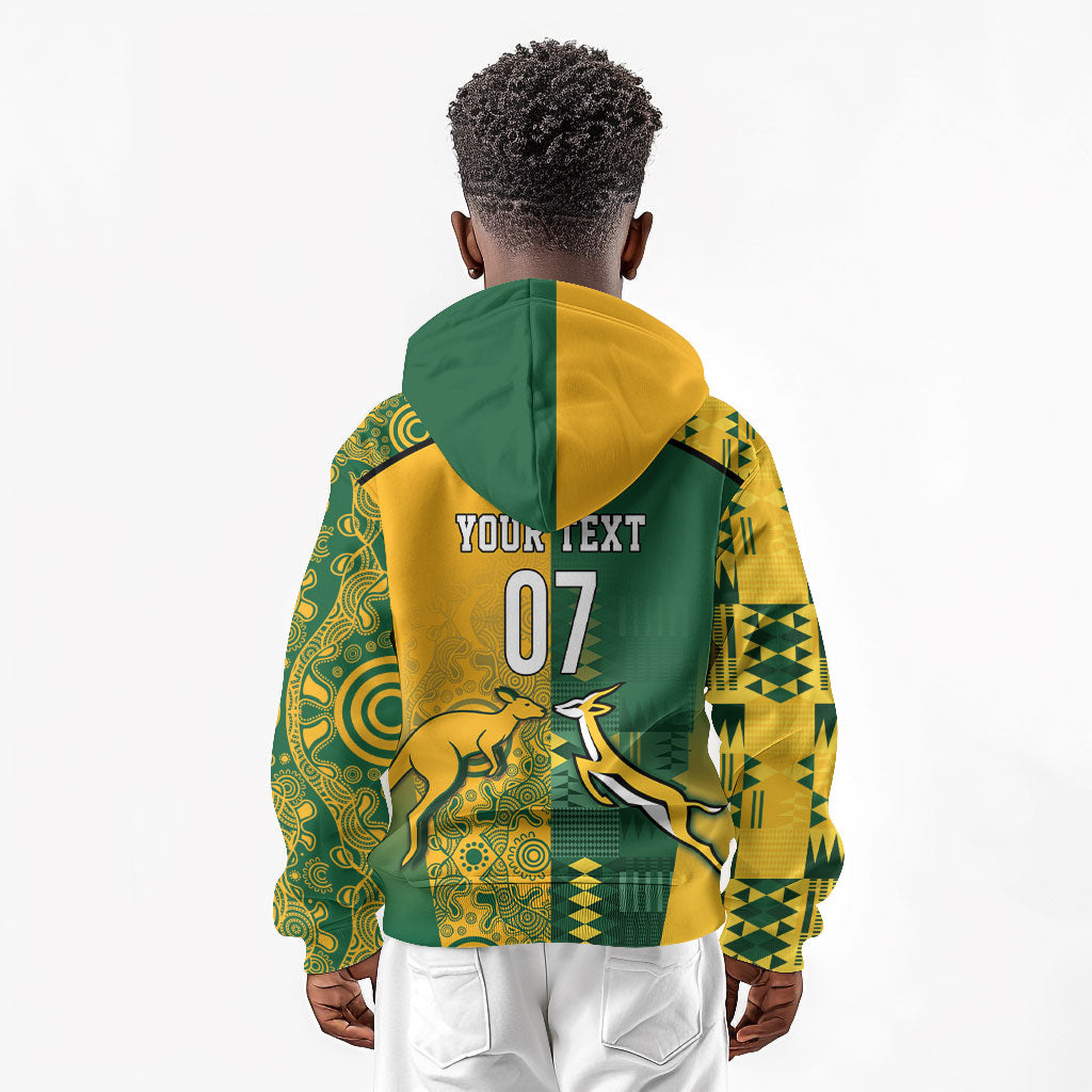 South Africa - Australia Rugby Custom Indigenous Motifs Kid Hoodie Bokke Vs Wallabies