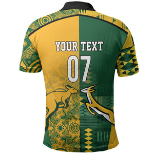 South Africa - Australia Rugby Custom Indigenous Motifs Polo Shirt Bokke Vs Wallabies