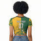 South Africa - Australia Rugby Custom Indigenous Motifs Raglan Cropped T shirt Bokke Vs Wallabies