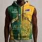 South Africa - Australia Rugby Custom Indigenous Motifs Sleeveless Hoodie Bokke Vs Wallabies