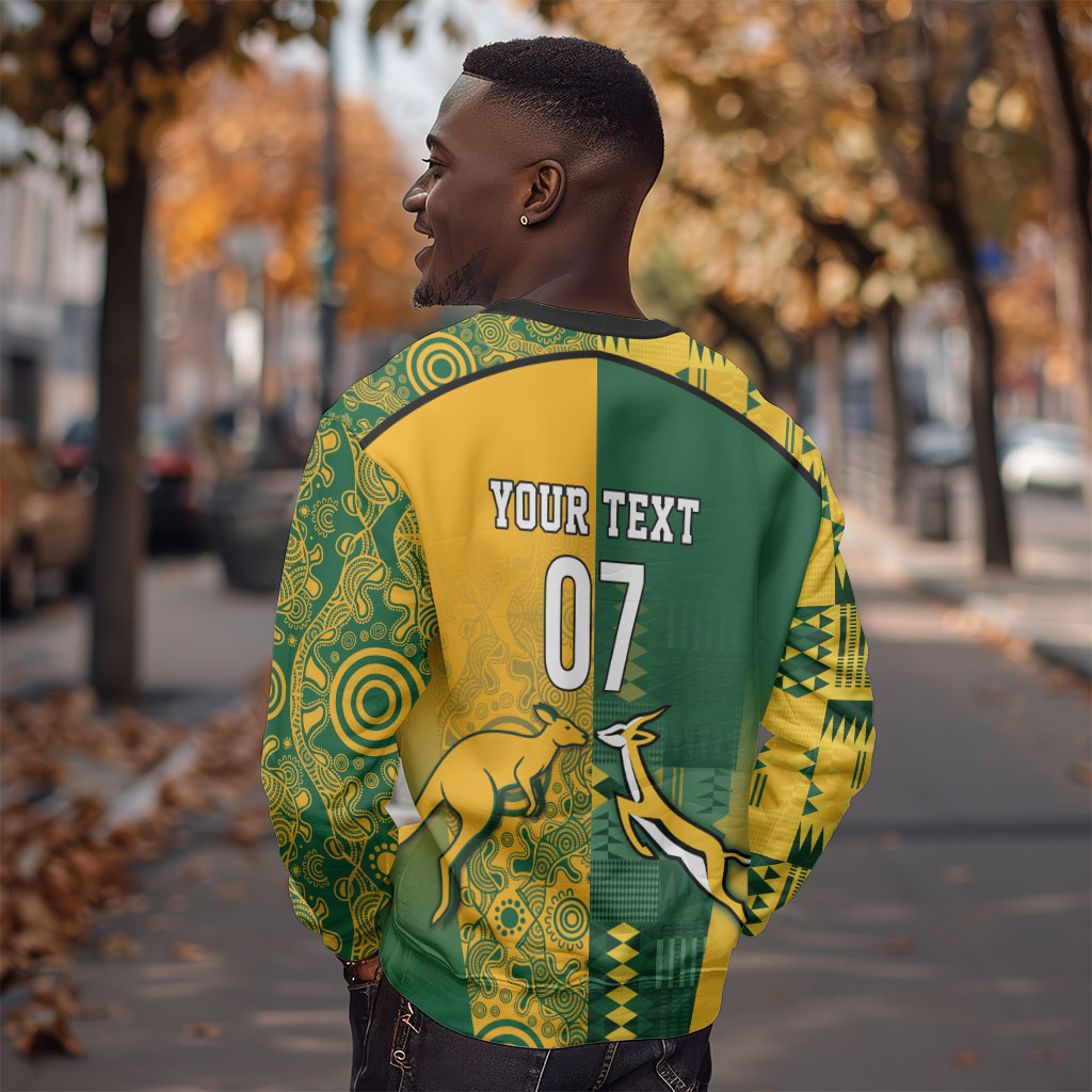 South Africa - Australia Rugby Custom Indigenous Motifs Sweatshirt Bokke Vs Wallabies