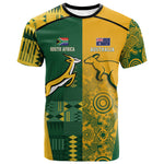 South Africa - Australia Rugby Custom Indigenous Motifs T shirt Bokke Vs Wallabies