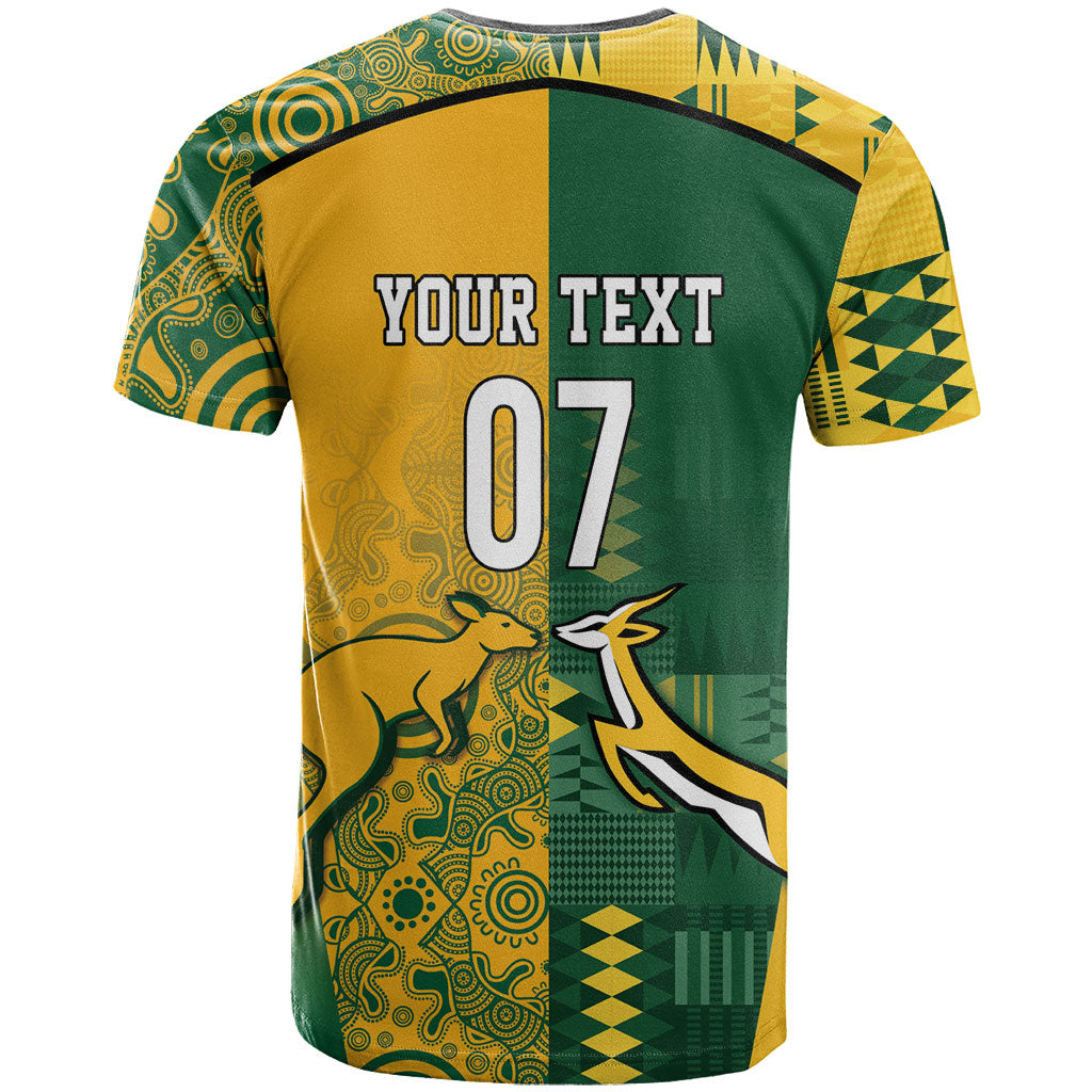 South Africa - Australia Rugby Custom Indigenous Motifs T shirt Bokke Vs Wallabies