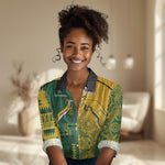 South Africa - Australia Rugby Custom Indigenous Motifs Women Casual Shirt Bokke Vs Wallabies