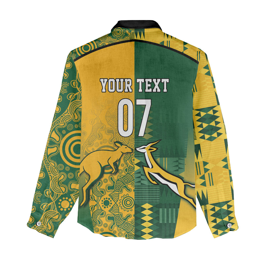 South Africa - Australia Rugby Custom Indigenous Motifs Women Casual Shirt Bokke Vs Wallabies