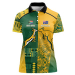 South Africa - Australia Rugby Custom Indigenous Motifs Women Polo Shirt Bokke Vs Wallabies