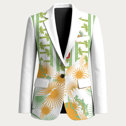 Custom Ivory Coast Heritage Elephants Never Fall Blazer