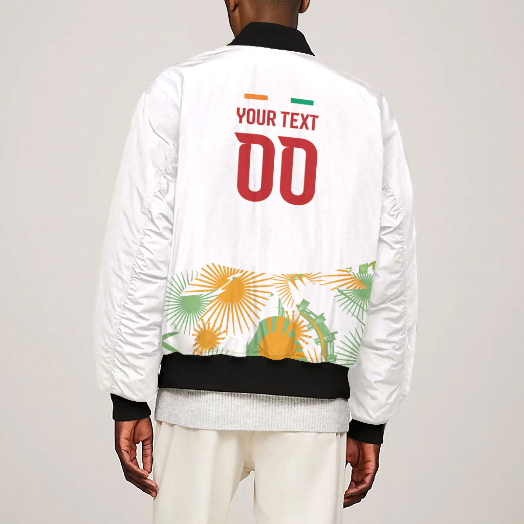 Custom Ivory Coast Heritage Elephants Never Fall Bomber Jacket