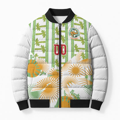 Custom Ivory Coast Heritage Elephants Never Fall Bomber Puffer Jacket