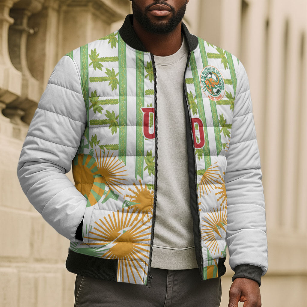 Custom Ivory Coast Heritage Elephants Never Fall Bomber Puffer Jacket