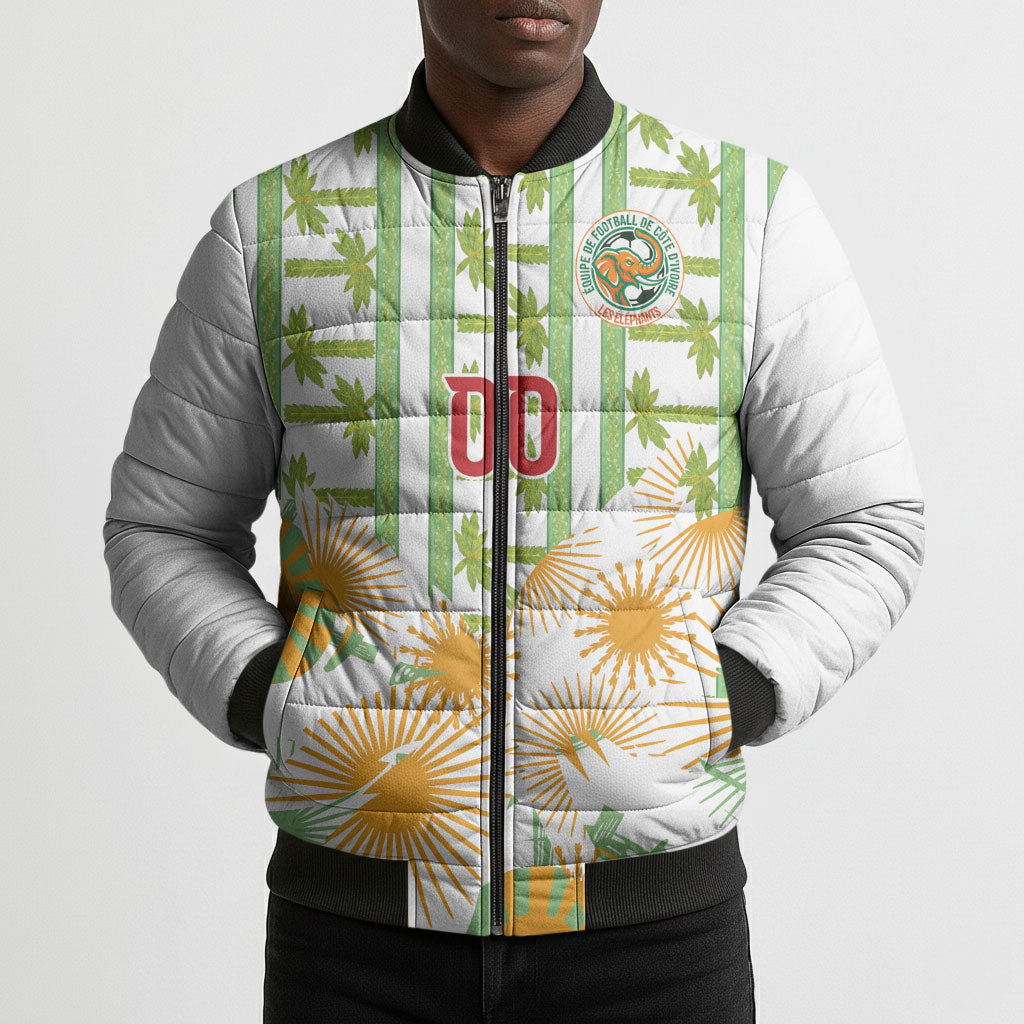 Custom Ivory Coast Heritage Elephants Never Fall Bomber Puffer Jacket