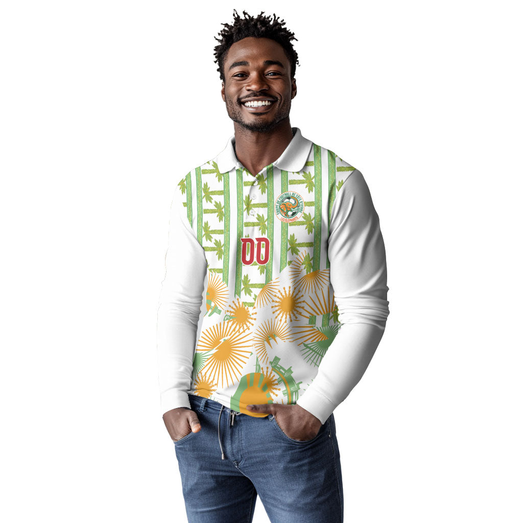 Custom Ivory Coast Heritage Elephants Never Fall Long Sleeve Polo Shirt